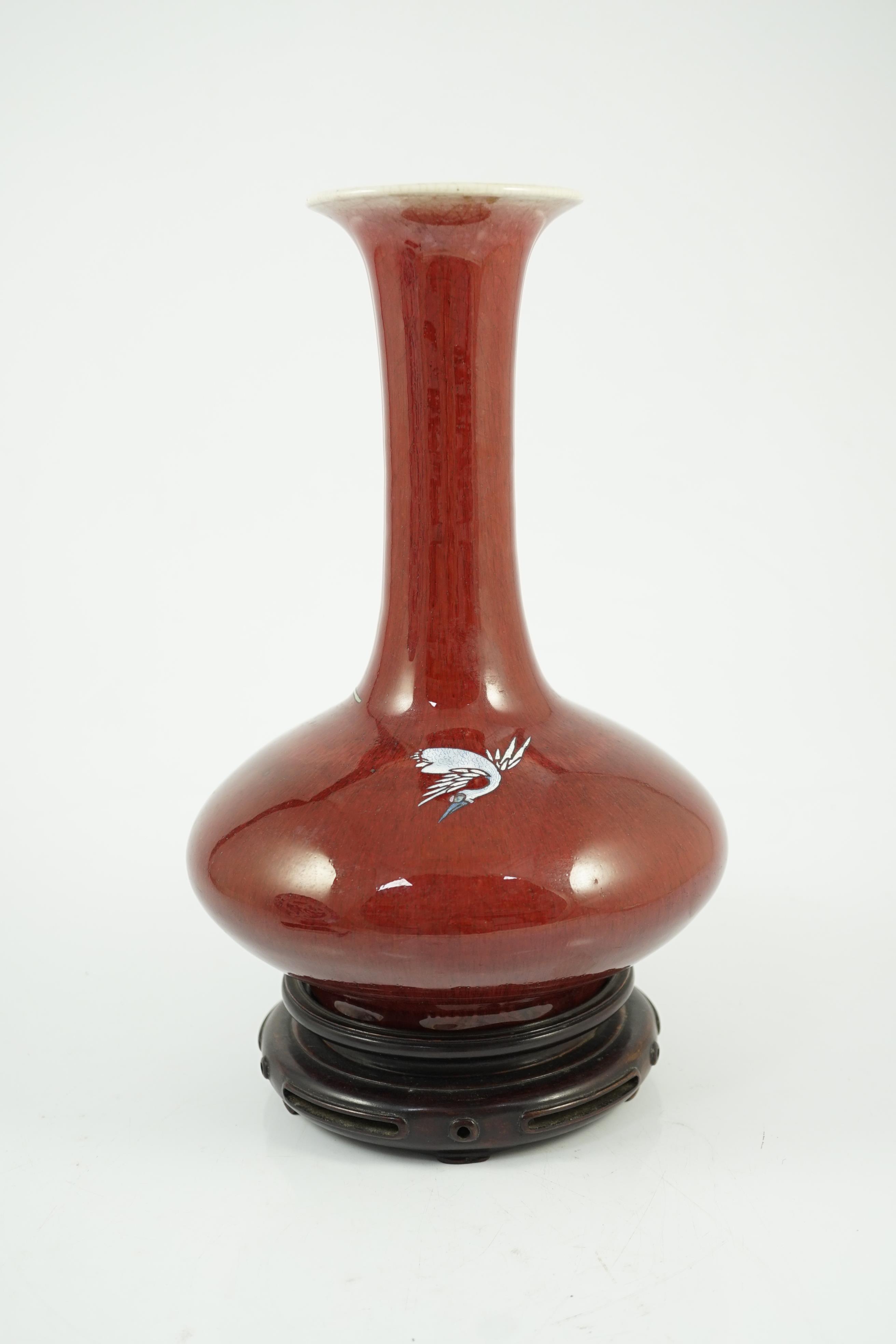 A Chinese sang-de-boeuf glazed and ‘He Xiangu’ enamelled vase, 19th century